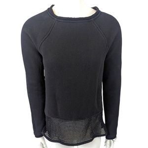 T by Alexander Wang Pullover Sweatshirt Crochet Womens Small Black Long Sleeve